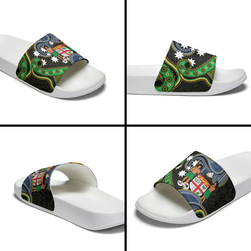 South Sea Islanders And Fiji Slide Sandals Fijian Coat Of Arms And Southern Cross