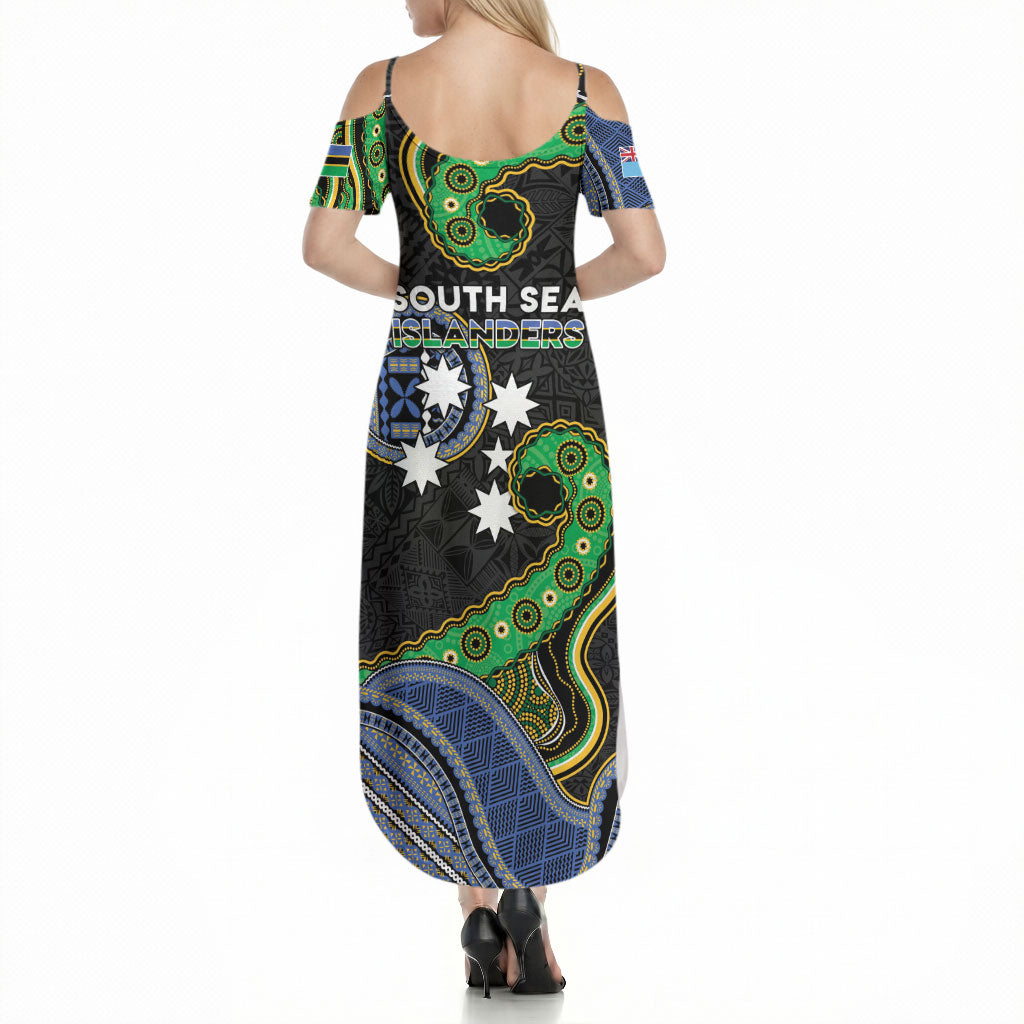 South Sea Islanders And Fiji Summer Maxi Dress Fijian Coat Of Arms And Southern Cross