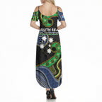 South Sea Islanders And Fiji Summer Maxi Dress Fijian Coat Of Arms And Southern Cross