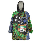 South Sea Islanders And Fiji Wearable Blanket Hoodie Fijian Coat Of Arms And Southern Cross