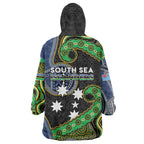 South Sea Islanders And Fiji Wearable Blanket Hoodie Fijian Coat Of Arms And Southern Cross