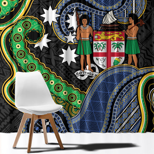 South Sea Islanders And Fiji Window Curtain Fijian Coat Of Arms And Southern Cross