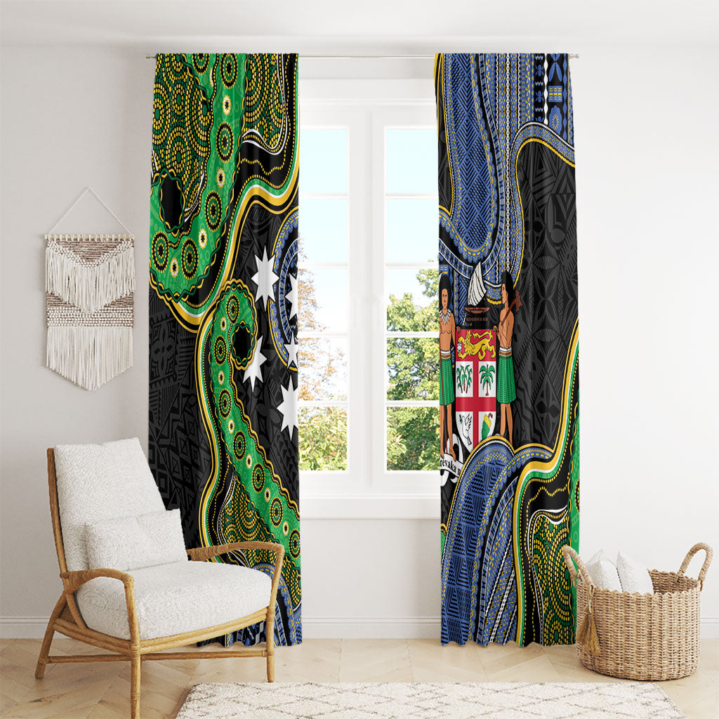South Sea Islanders And Fiji Window Curtain Fijian Coat Of Arms And Southern Cross