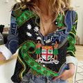 South Sea Islanders And Fiji Women Casual Shirt Fijian Coat Of Arms And Southern Cross