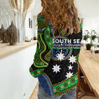 South Sea Islanders And Fiji Women Casual Shirt Fijian Coat Of Arms And Southern Cross