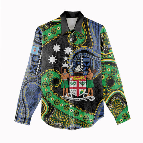 South Sea Islanders And Fiji Women Casual Shirt Fijian Coat Of Arms And Southern Cross