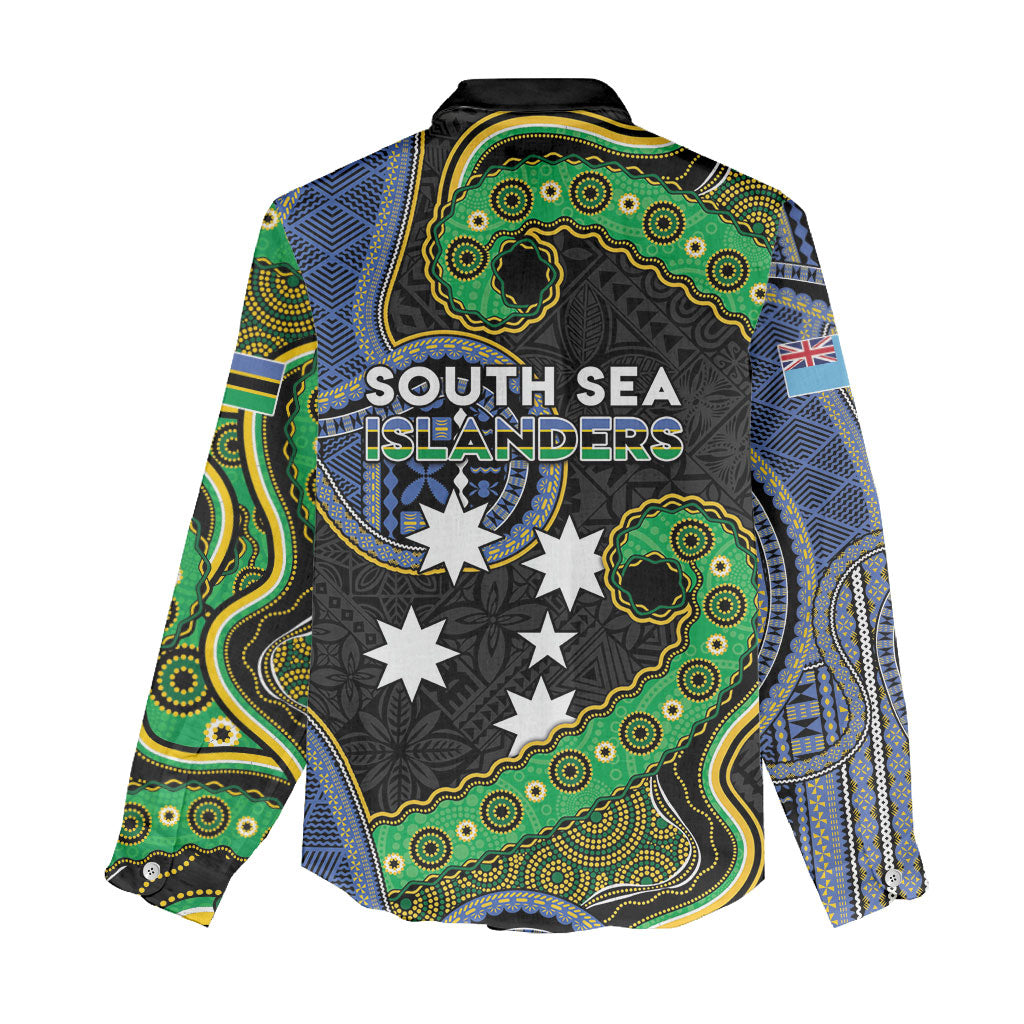 South Sea Islanders And Fiji Women Casual Shirt Fijian Coat Of Arms And Southern Cross