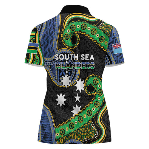 South Sea Islanders And Fiji Women Polo Shirt Fijian Coat Of Arms And Southern Cross