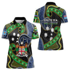 South Sea Islanders And Fiji Women Polo Shirt Fijian Coat Of Arms And Southern Cross
