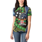 South Sea Islanders And Fiji Women Polo Shirt Fijian Coat Of Arms And Southern Cross