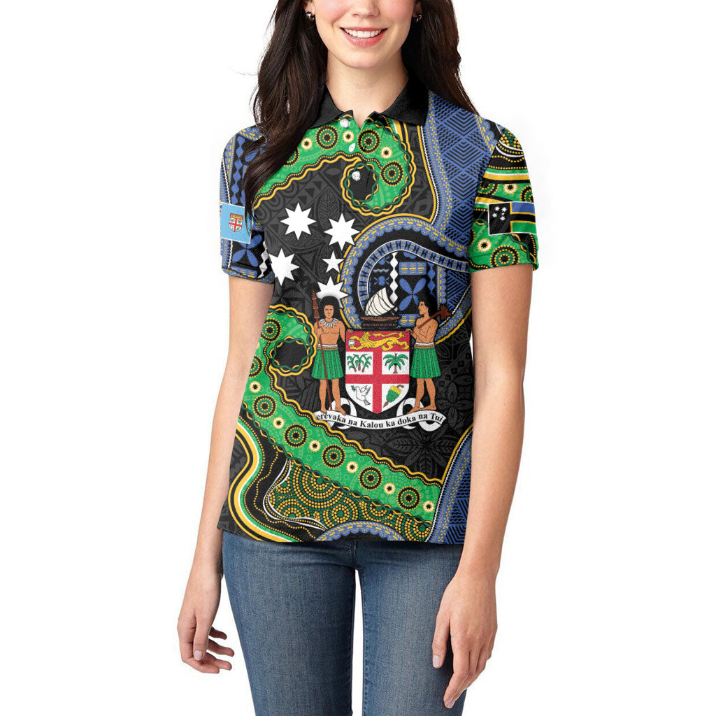 South Sea Islanders And Fiji Women Polo Shirt Fijian Coat Of Arms And Southern Cross