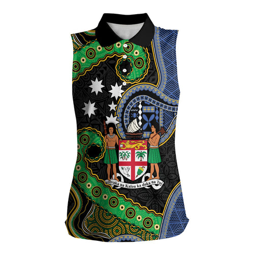 South Sea Islanders And Fiji Women Sleeveless Polo Shirt Fijian Coat Of Arms And Southern Cross