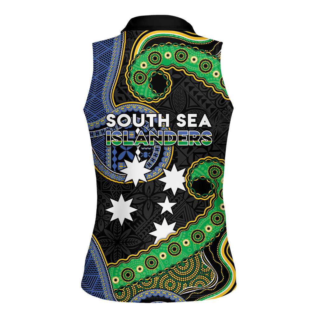 South Sea Islanders And Fiji Women Sleeveless Polo Shirt Fijian Coat Of Arms And Southern Cross
