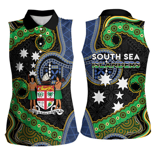 South Sea Islanders And Fiji Women Sleeveless Polo Shirt Fijian Coat Of Arms And Southern Cross