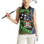 South Sea Islanders And Fiji Women Sleeveless Polo Shirt Fijian Coat Of Arms And Southern Cross