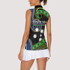 South Sea Islanders And Fiji Women Sleeveless Polo Shirt Fijian Coat Of Arms And Southern Cross