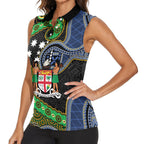 South Sea Islanders And Fiji Women Sleeveless Polo Shirt Fijian Coat Of Arms And Southern Cross