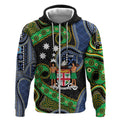 South Sea Islanders And Fiji Zip Hoodie Fijian Coat Of Arms And Southern Cross