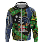 South Sea Islanders And Fiji Zip Hoodie Fijian Coat Of Arms And Southern Cross