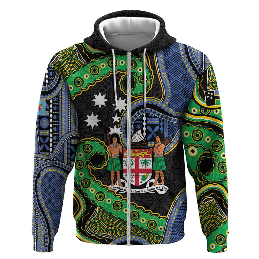 South Sea Islanders And Fiji Zip Hoodie Fijian Coat Of Arms And Southern Cross