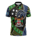 South Sea Islanders And Fiji Zipper Polo Shirt Fijian Coat Of Arms And Southern Cross