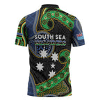 South Sea Islanders And Fiji Zipper Polo Shirt Fijian Coat Of Arms And Southern Cross