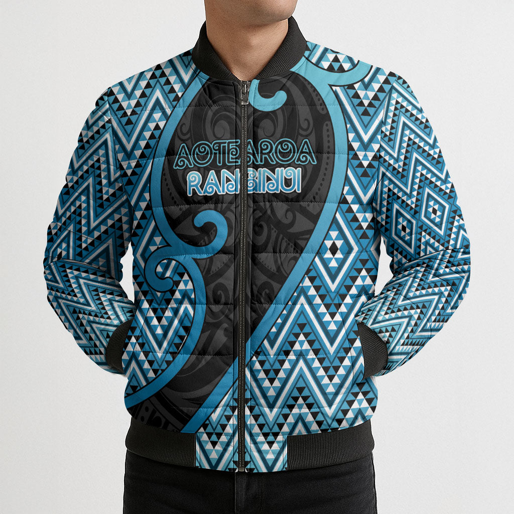 Custom Aotearoa Atua Ranginui Bomber Puffer Jacket Maori Sky Father Koru Patterns