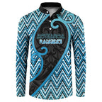Custom Aotearoa Atua Ranginui Button Sweatshirt Maori Sky Father Koru Patterns