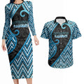 Custom Aotearoa Atua Ranginui Couples Matching Long Sleeve Bodycon Dress and Hawaiian Shirt Maori Sky Father Koru Patterns