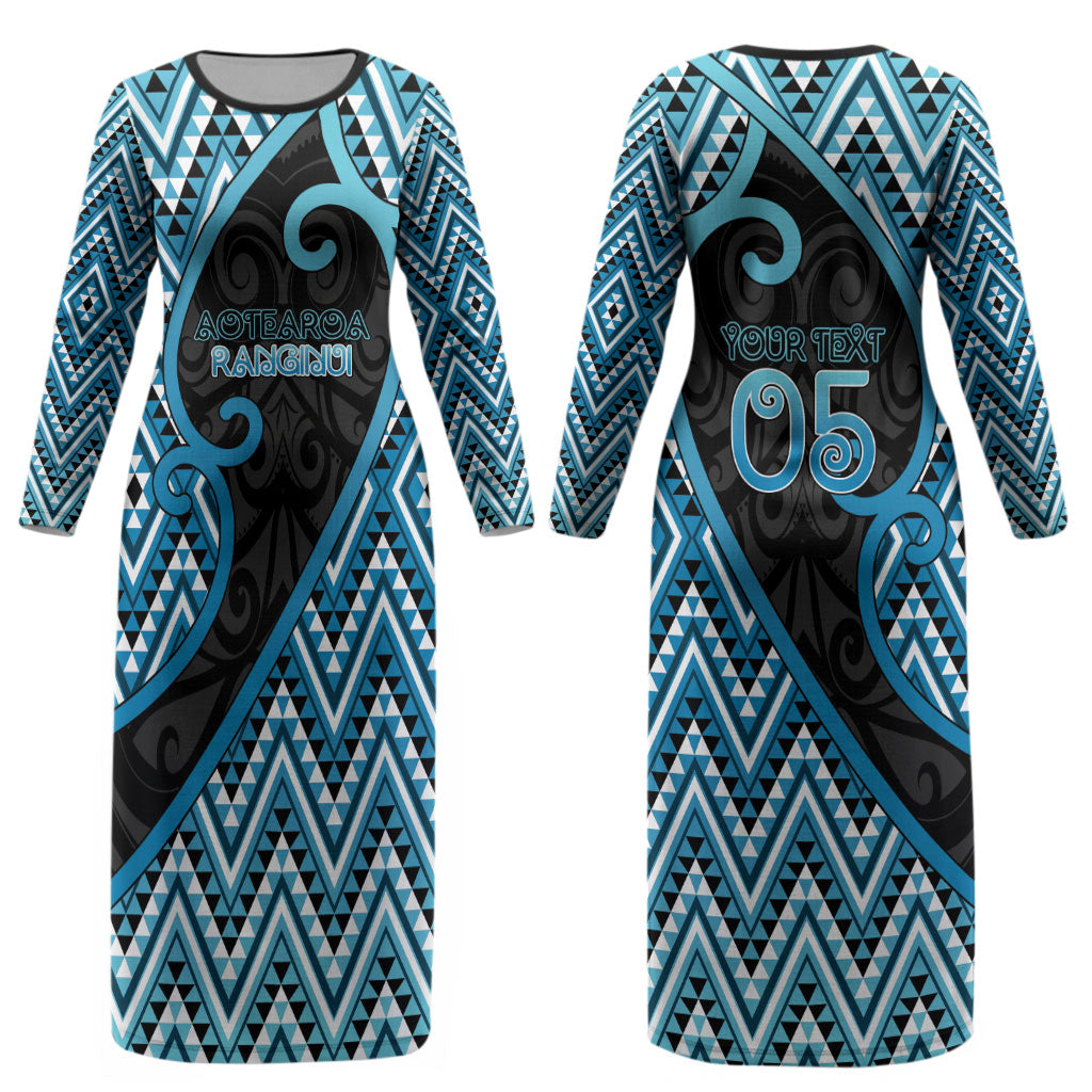 Custom Aotearoa Atua Ranginui Couples Matching Long Sleeve Bodycon Dress and Long Sleeve Button Shirt Maori Sky Father Koru Patterns