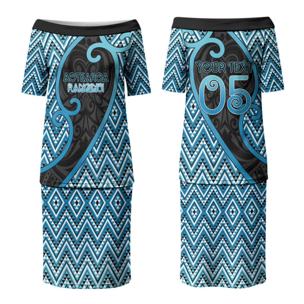 Custom Aotearoa Atua Ranginui Couples Matching Puletasi and Long Sleeve Button Shirt Maori Sky Father Koru Patterns