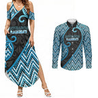 Custom Aotearoa Atua Ranginui Couples Matching Summer Maxi Dress and Long Sleeve Button Shirt Maori Sky Father Koru Patterns