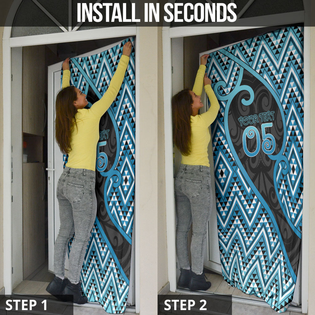 Custom Aotearoa Atua Ranginui Door Cover Maori Sky Father Koru Patterns