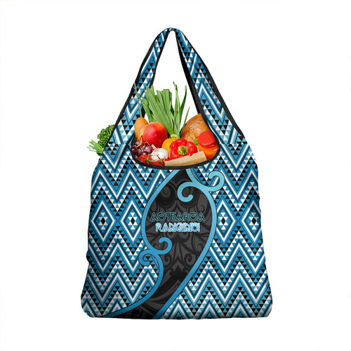 Aotearoa Atua Ranginui Grocery Bag Maori Sky Father Koru Patterns