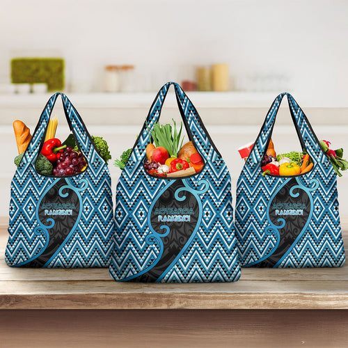 Aotearoa Atua Ranginui Grocery Bag Maori Sky Father Koru Patterns