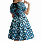 Custom Aotearoa Atua Ranginui Kid Short Sleeve Dress Maori Sky Father Koru Patterns