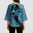 Custom Aotearoa Atua Ranginui Kimono Sleeve Blouse Maori Sky Father Koru Patterns
