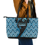 Aotearoa Atua Ranginui Leather Tote Bag Maori Sky Father Koru Patterns
