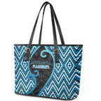 Aotearoa Atua Ranginui Leather Tote Bag Maori Sky Father Koru Patterns