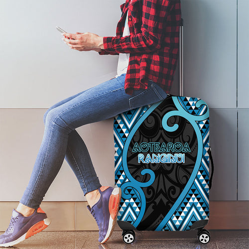 Aotearoa Atua Ranginui Luggage Cover Maori Sky Father Koru Patterns