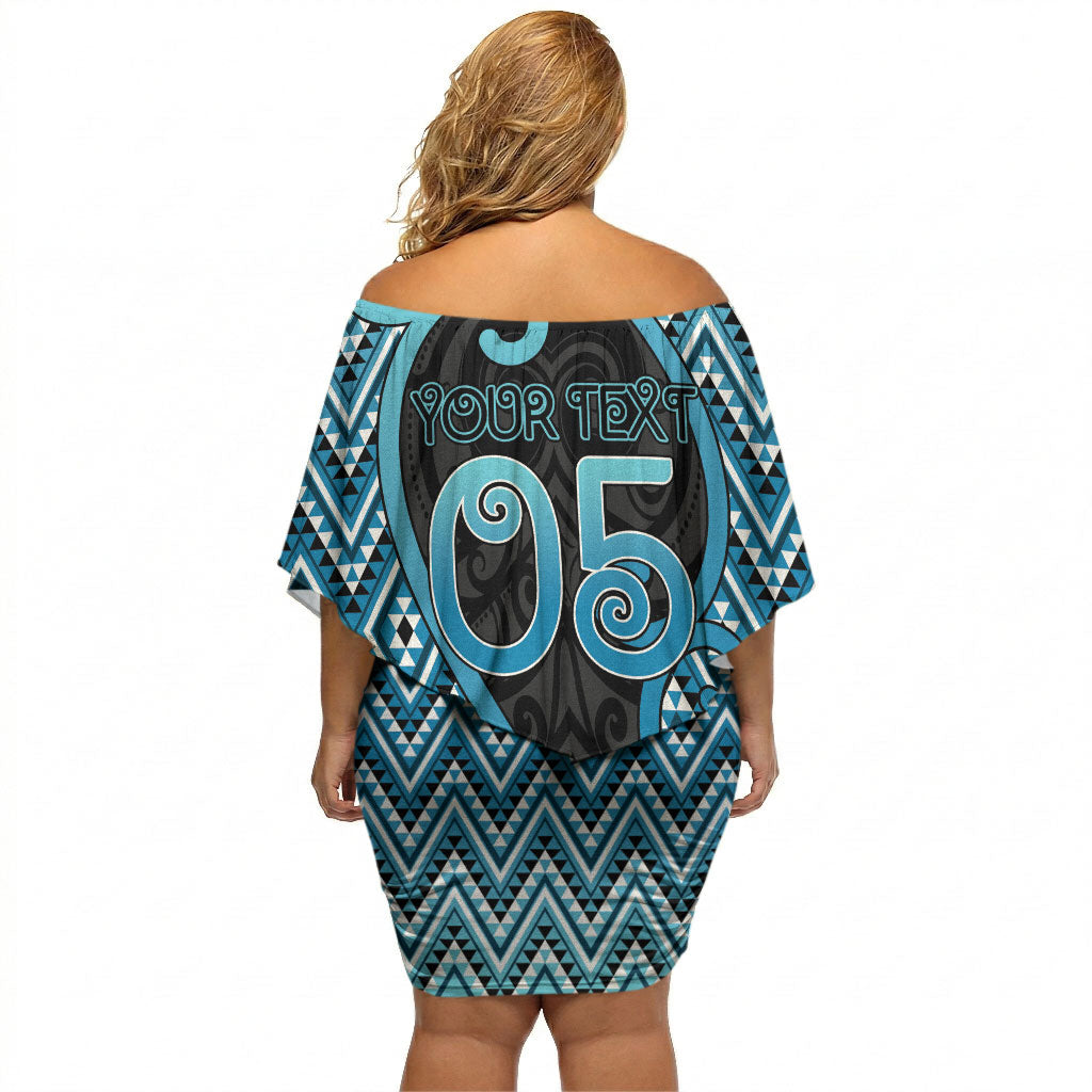 Custom Aotearoa Atua Ranginui Off Shoulder Short Dress Maori Sky Father Koru Patterns