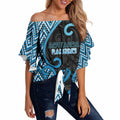 Custom Aotearoa Atua Ranginui Off Shoulder Wrap Waist Top Maori Sky Father Koru Patterns