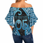 Custom Aotearoa Atua Ranginui Off Shoulder Wrap Waist Top Maori Sky Father Koru Patterns