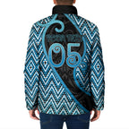 Custom Aotearoa Atua Ranginui Padded Jacket Maori Sky Father Koru Patterns