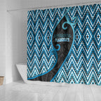 Aotearoa Atua Ranginui Shower Curtain Maori Sky Father Koru Patterns