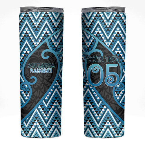 Custom Aotearoa Atua Ranginui Skinny Tumbler Maori Sky Father Koru Patterns