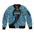 Custom Aotearoa Atua Ranginui Sleeve Zip Bomber Jacket Maori Sky Father Koru Patterns