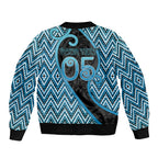 Custom Aotearoa Atua Ranginui Sleeve Zip Bomber Jacket Maori Sky Father Koru Patterns