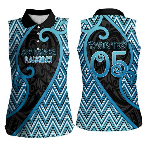 Custom Aotearoa Atua Ranginui Women Sleeveless Polo Shirt Maori Sky Father Koru Patterns