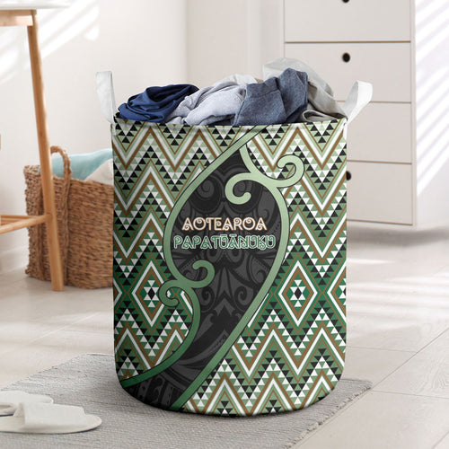 Aotearoa Atua Papatuanuku Laundry Basket Earth Mother Father Koru Patterns